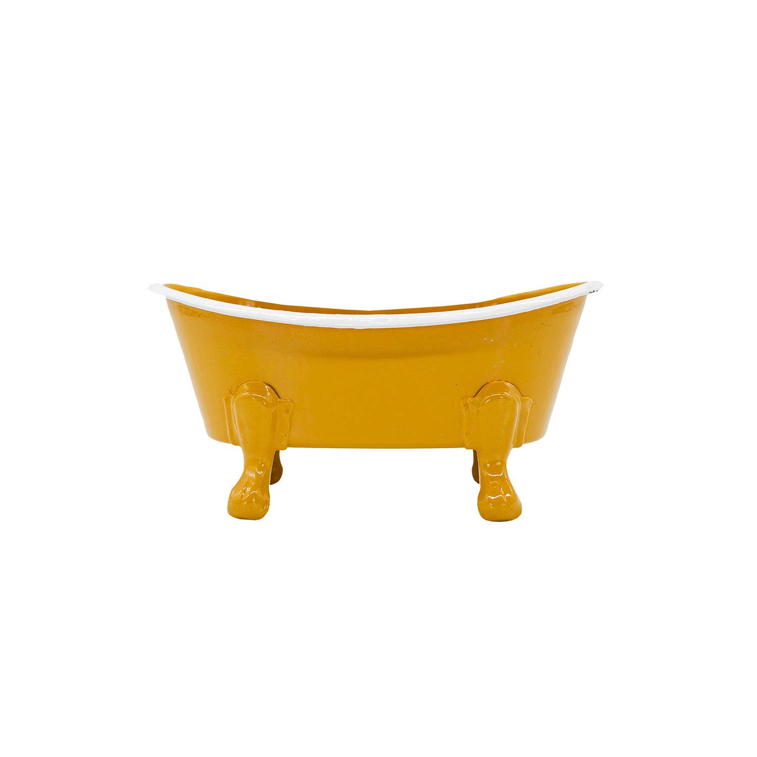Mustard Enamel Bathtub Metal Soap Dish - Thumbnail 3